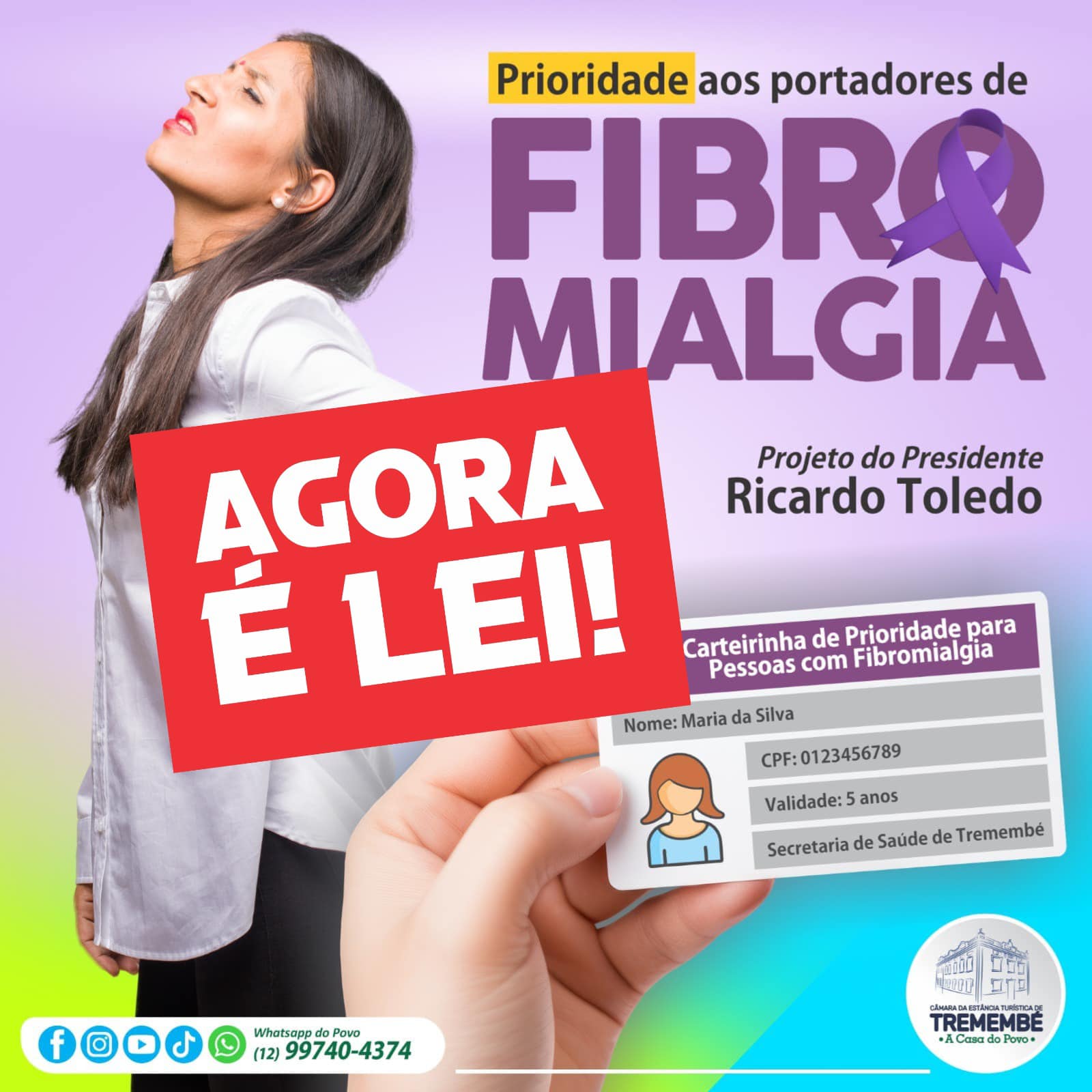 Agora é lei: Carteirinha para pessoas com Fibromialgia em Tremembé