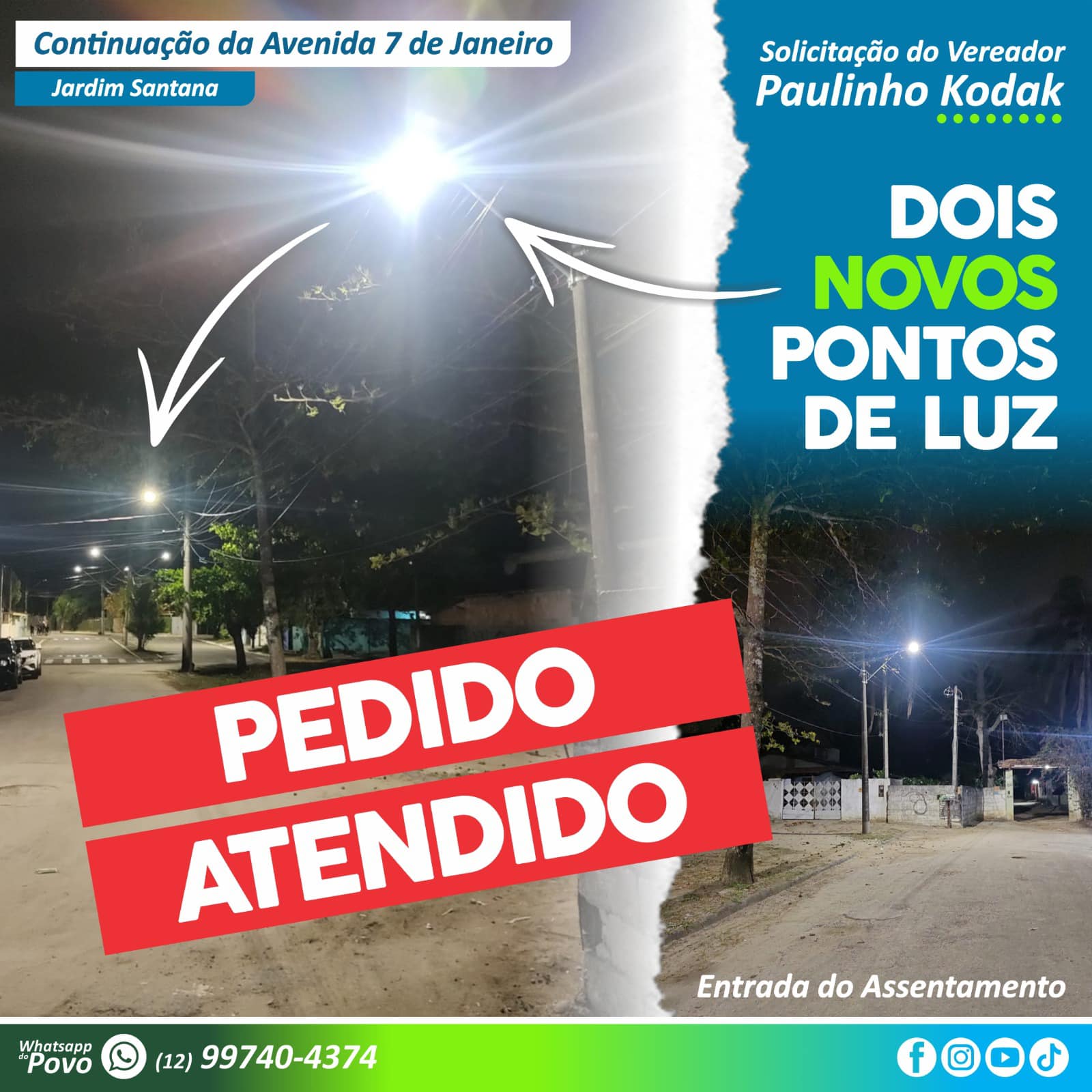 Dois novos pontos de luz no Jardim Santana