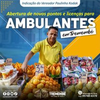 Abertura de novos pontos e licenças para ambulantes em Tremembé