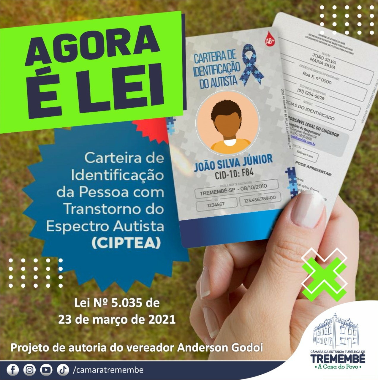 Aprovada lei da Carteira do Autista de autoria do Vereador Anderson Godoi