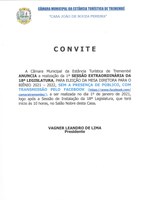 Convite para SESSÃO EXTRAORDINÁRIA da 18ª Legislatura - 01/01/2020