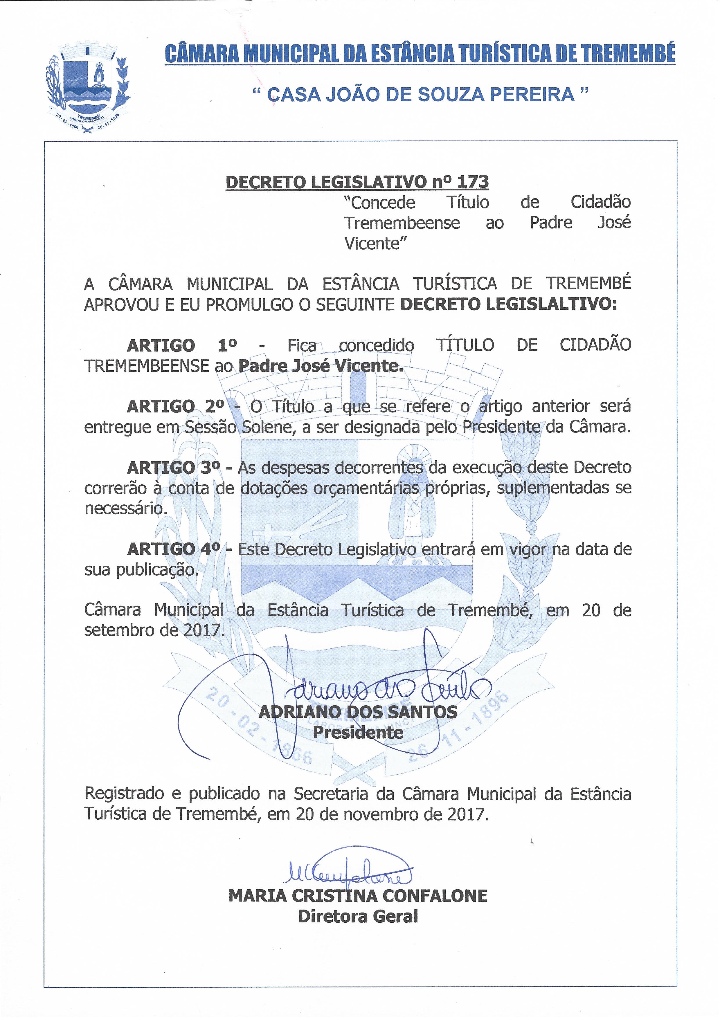 Decreto Legislativo N° 173