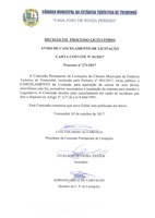 IMPORTANTE: CANCELAMENTO CARTA CONVITE N° 01-2017