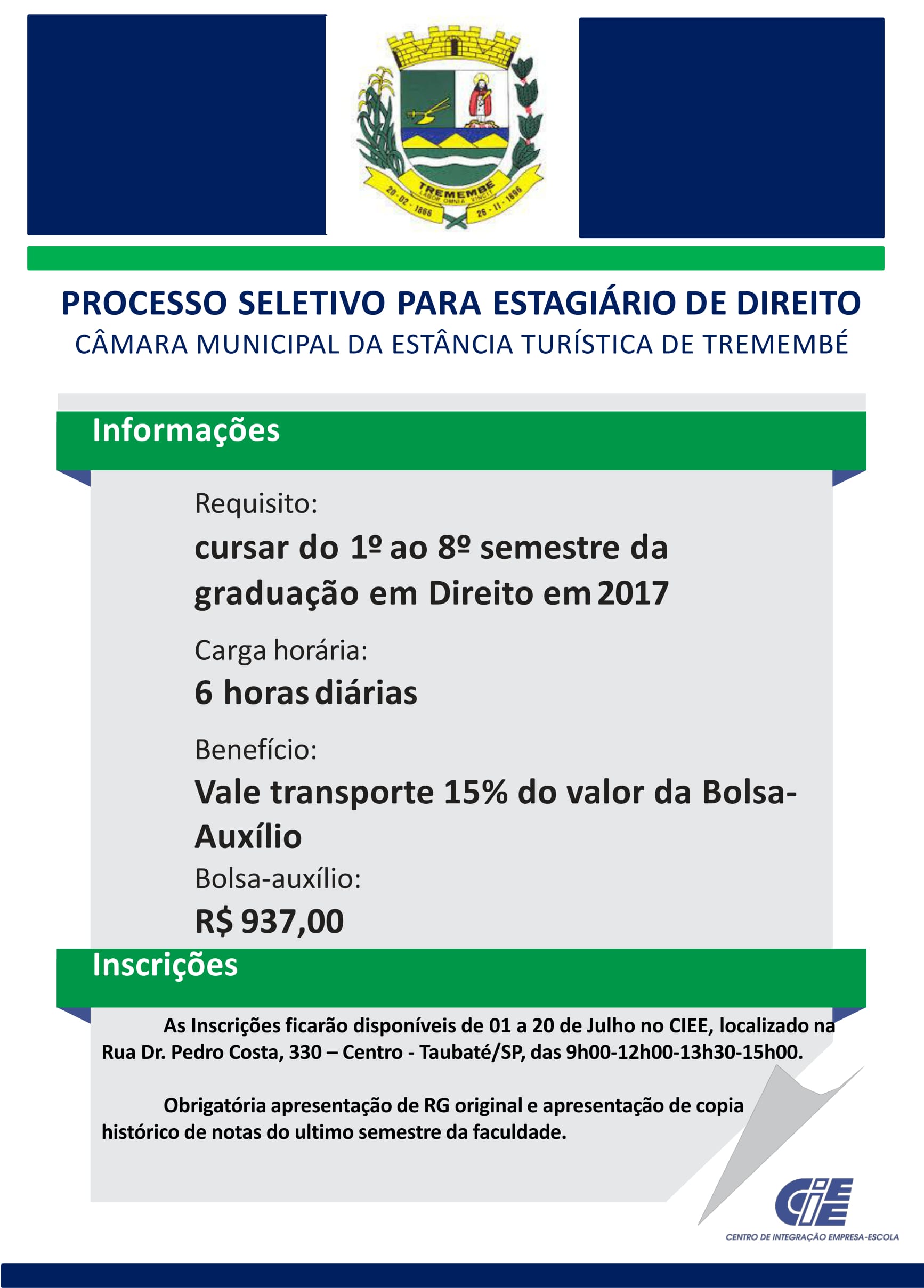 PROCESSO SELETIVO PARA ESTAGIÁRIO DE DIREITO