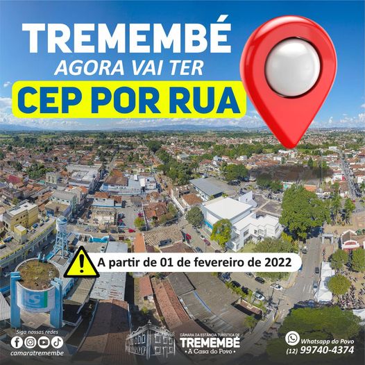 Tremembé terá CEP por rua a partir de 01 de fevereiro