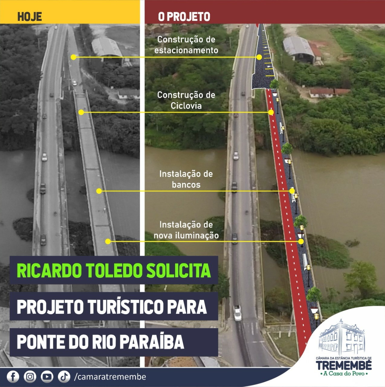 Vereador Ricardo apresenta projeto para fomentar turismo na ponte do Rio Paraíba