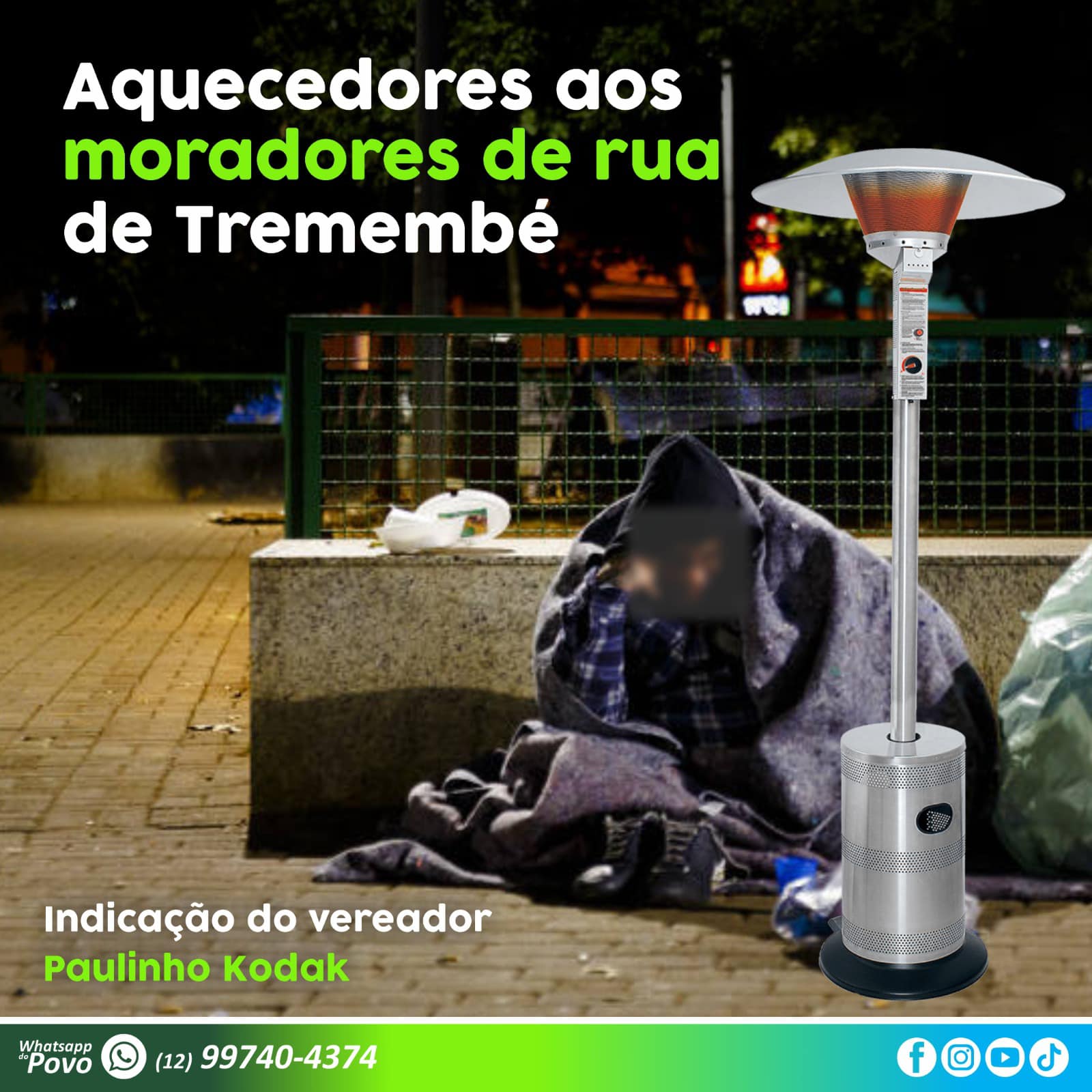 Kodak indica aquisição de aquecedores e um abrigo para moradores de rua de Tremembé