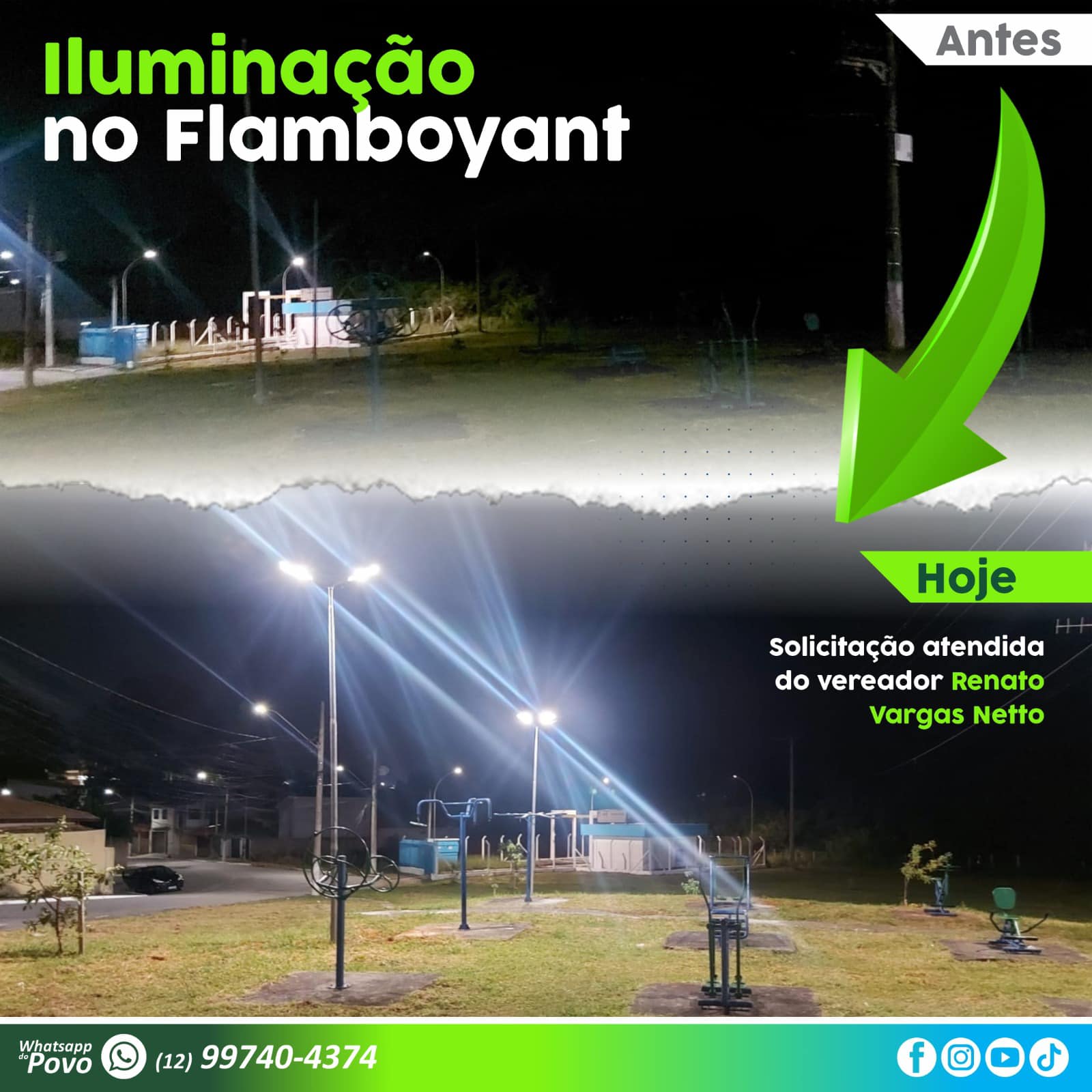 Nova iluminação em área de lazer do bairro Flamboyant