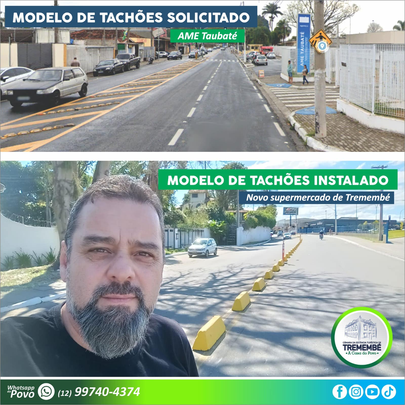 Perigo para os motoristas em sinalização instalada em novo supermercado de Tremembé