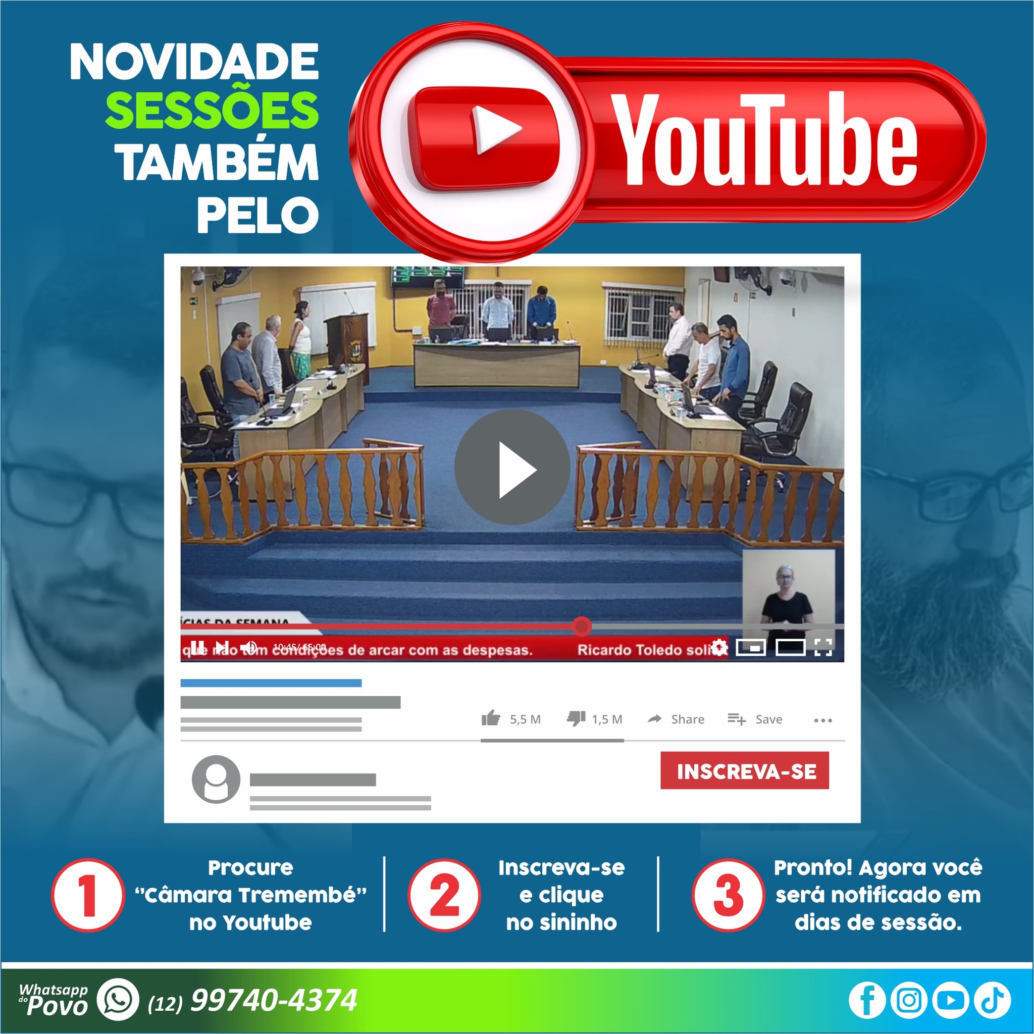 Sessões dos Vereadores de Tremembé também pelo Youtube