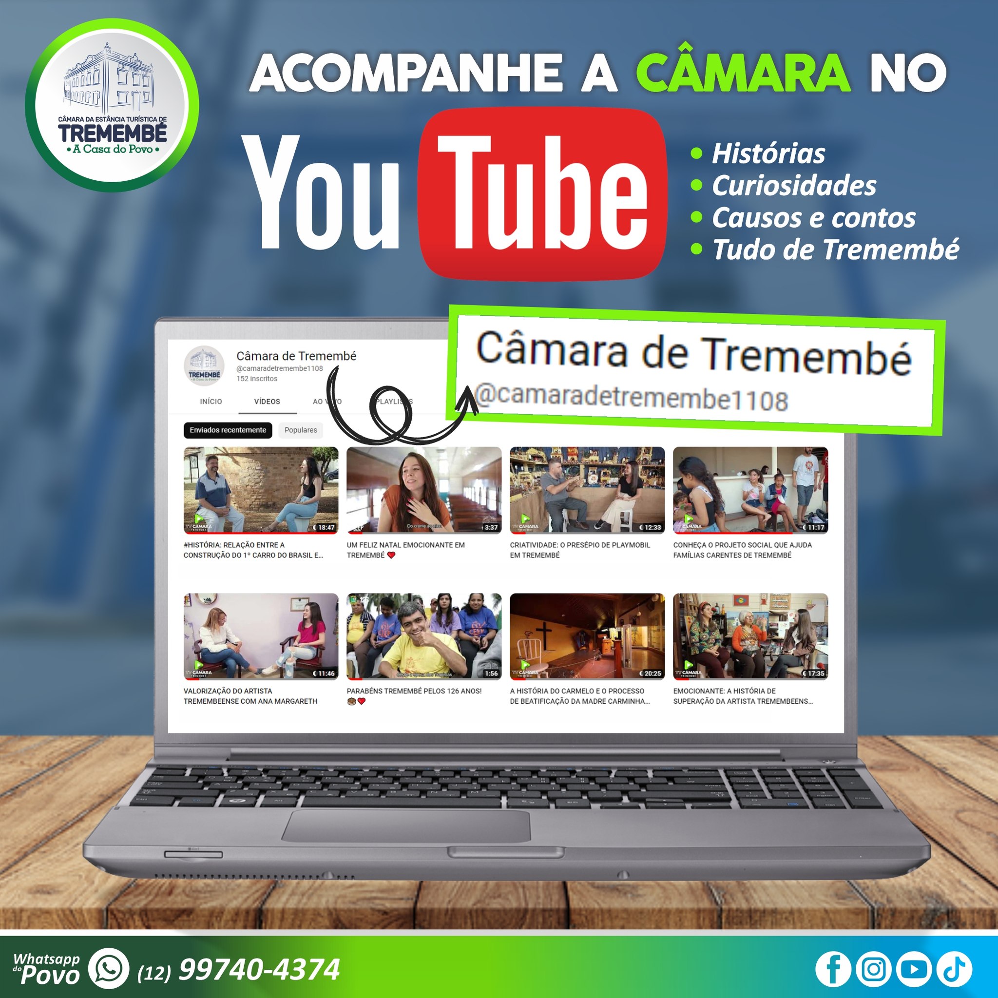 Siga a página da Câmara de Tremembé no Youtube